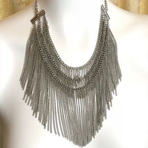 Silver layered chain necklace fashion jewelry